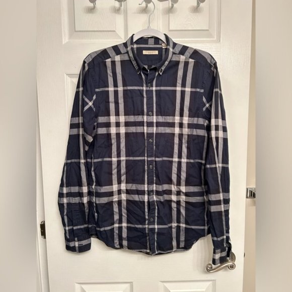 Burberry Other - SOLD Dark Blue Burberry Brit Nova Check Button Up Shirt